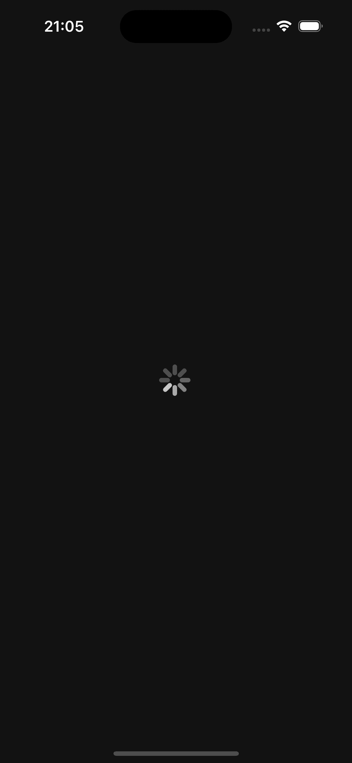 Loading screen with activity indicator