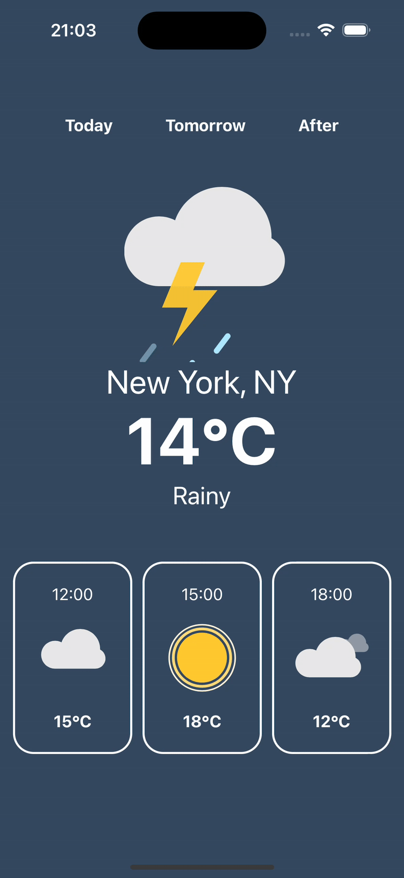Weather App UI With Animated Lottie Files