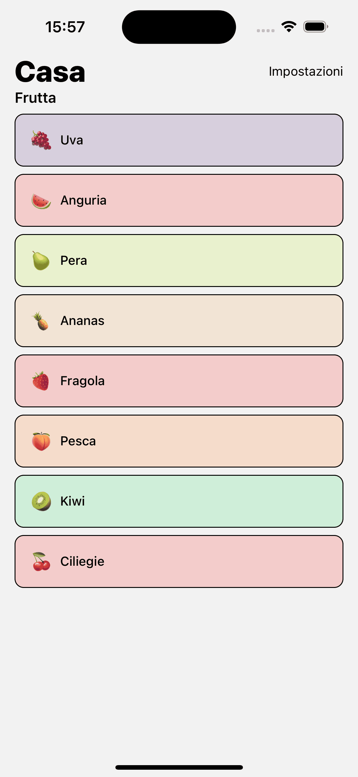 Home Screen When Language is Italian